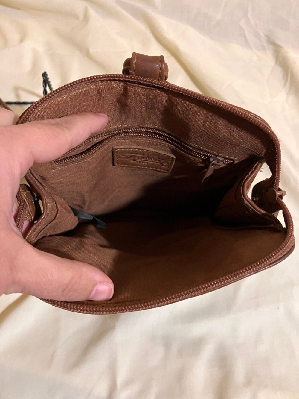 Fossil brown leather crossbody purse
